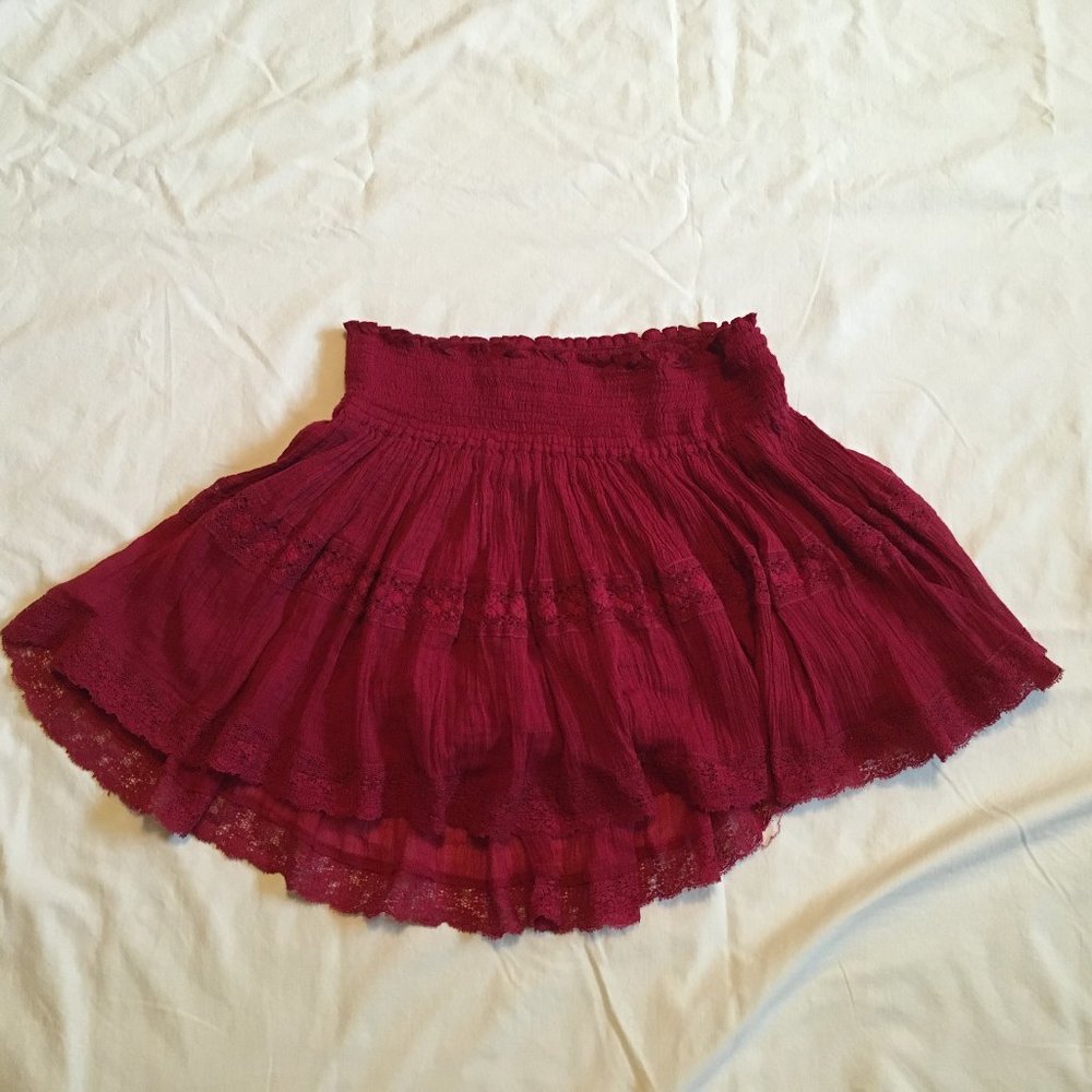 FP One smocked and lacy Penelope mini skirt. Large